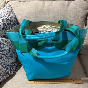 Kate Spade Blue-Green Bow Accent Tote Bag